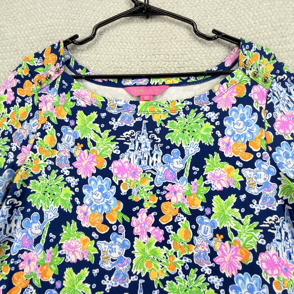 Disney Parks Lilly Pulitzer Sophie Dress XL Lilly Loves Disney Mickey Floral - Picture 2 of 12